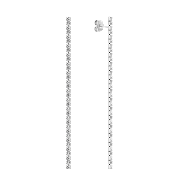 Срібні сережки-підвіски з фіанітами. Артикул UG5E38120