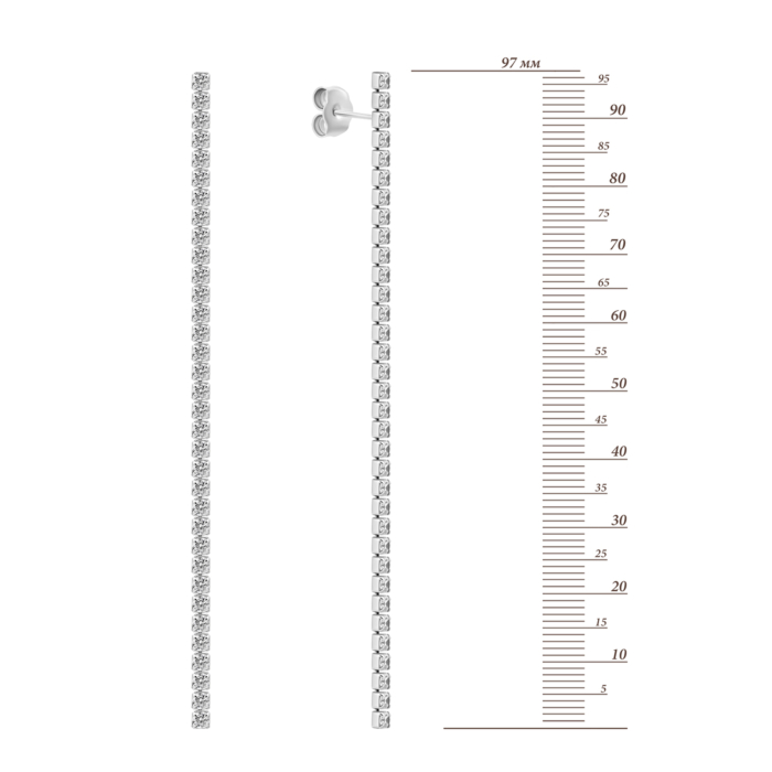 Срібні сережки-підвіски з фіанітами. Артикул UG5E38120