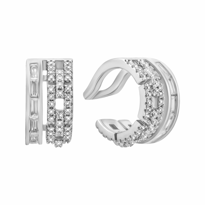 Серебряные серьги-каффы с фианитами. Артикул UG5E38377