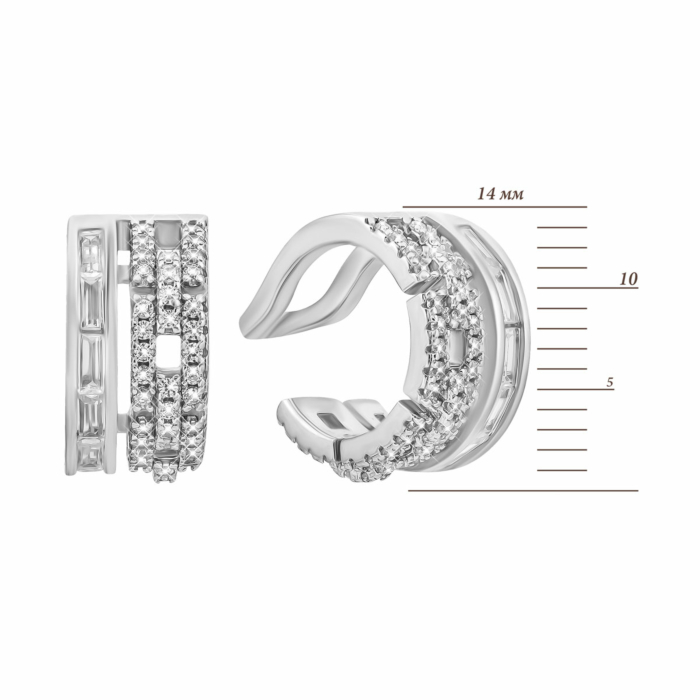 Серебряные серьги-каффы с фианитами. Артикул UG5E38377