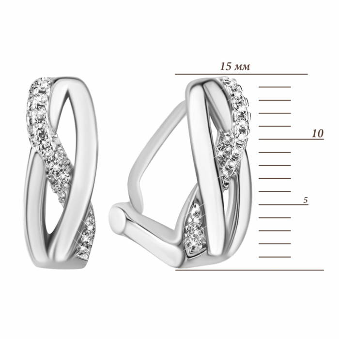 Срібні сережки з фіанітами. Артикул UG5E38444-W