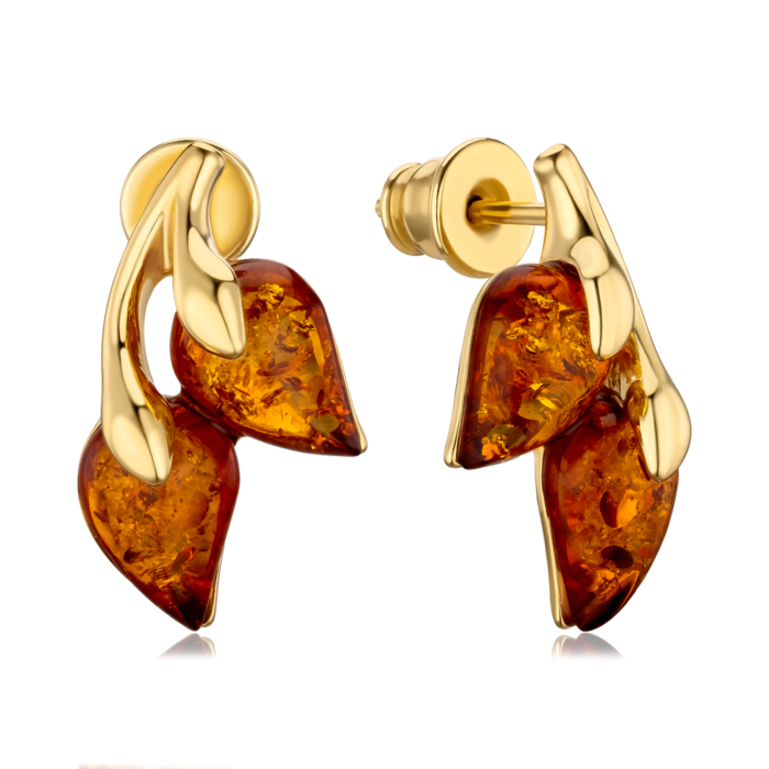 Серебряные позолоченные серьги с янтарем E561.1C-E/20/2787