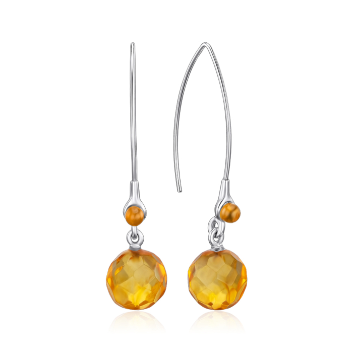 Серебряные серьги с янтарем. Артикул E965.1CIT-FAS-E/12/2787
