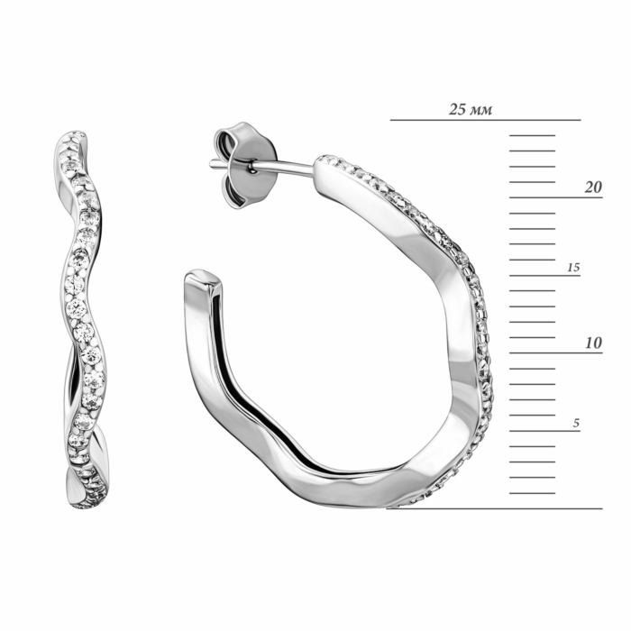 Срібні пусети з фіанітами. Артикул UG5EA3152