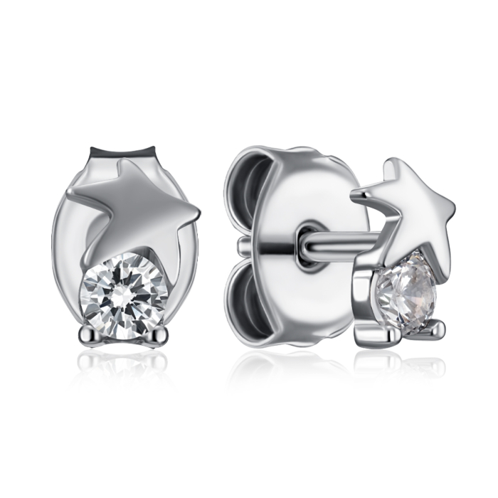 Срібні пусети з фіанітом. Артикул EA55947-E/12/1