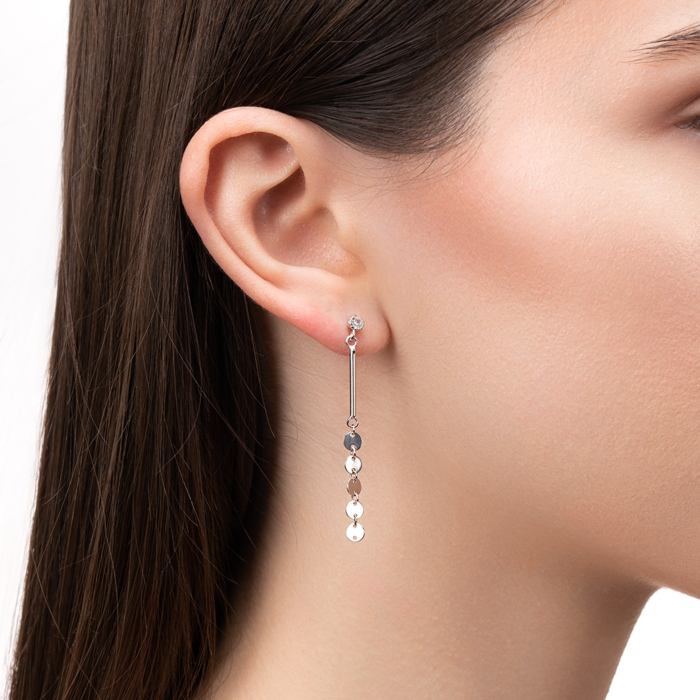 Срібні сережки з фіанітом. Артикул EA60174-E/12/1