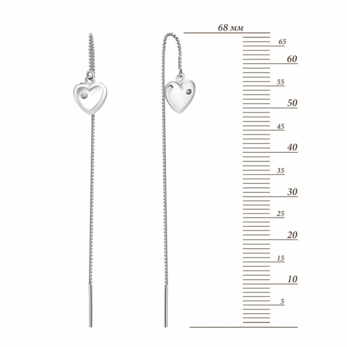 Серебряные серьги-протяжки (продевка) c фианитом. Артикул UG5EA60391