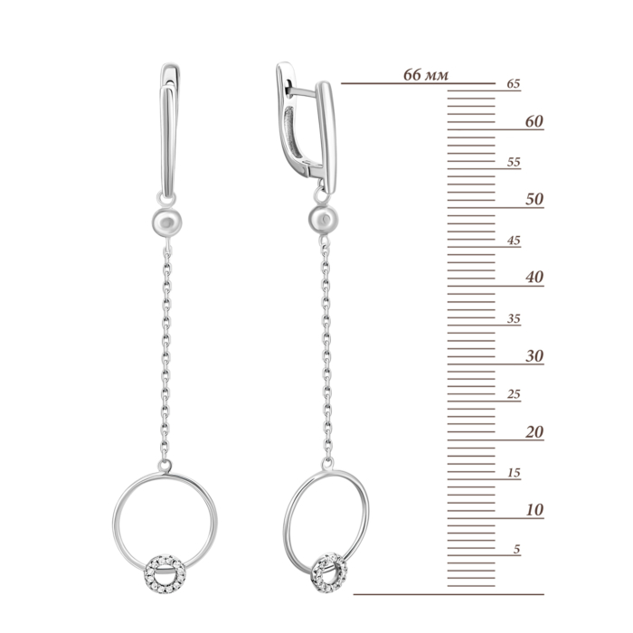 Срібні сережки-підвіски з фіанітами. Артикул UG5EA60617