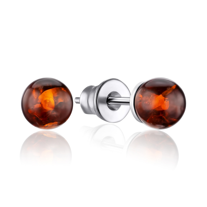Срібні сережки з бурштином. Артикул EB6C-E/12/2787