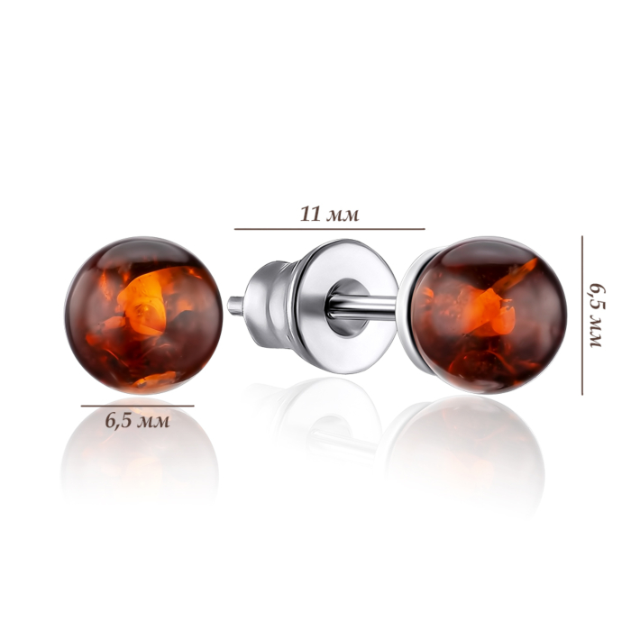 Срібні сережки з бурштином. Артикул EB6C-E/12/2787