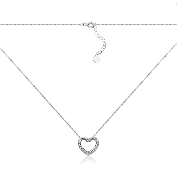 Срібне кольє Серце з фіанітами EN00999-K/12/1
