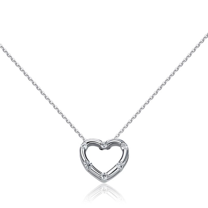 Срібне кольє Серце з фіанітами EN00999-K/12/1