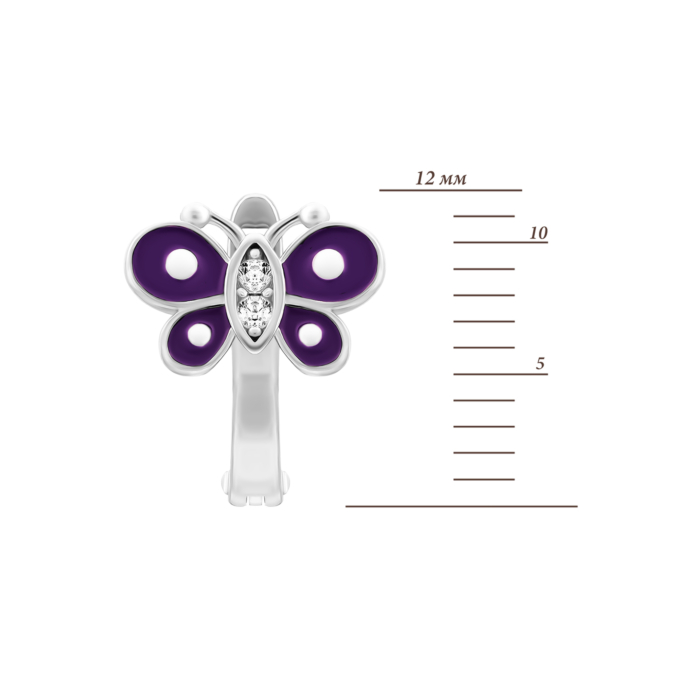 Срібні сережки з емаллю і фіанітами.Артикул UG5SZDE06668