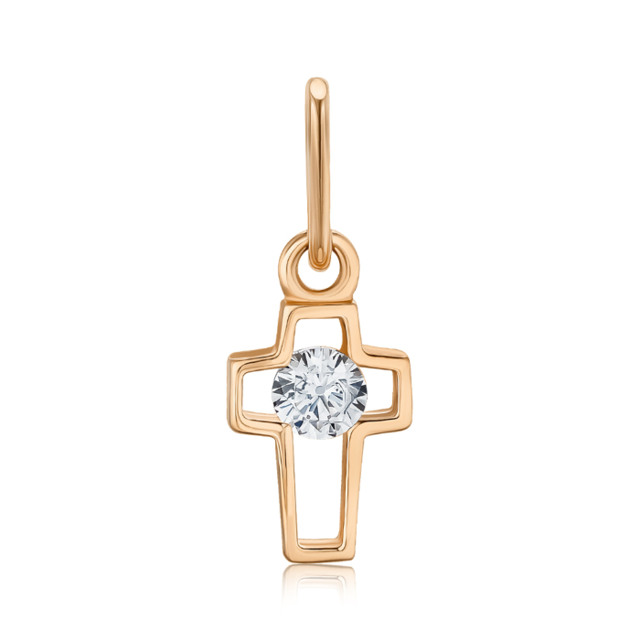 Золотой крестик с фианитом F-1036-P/01/1