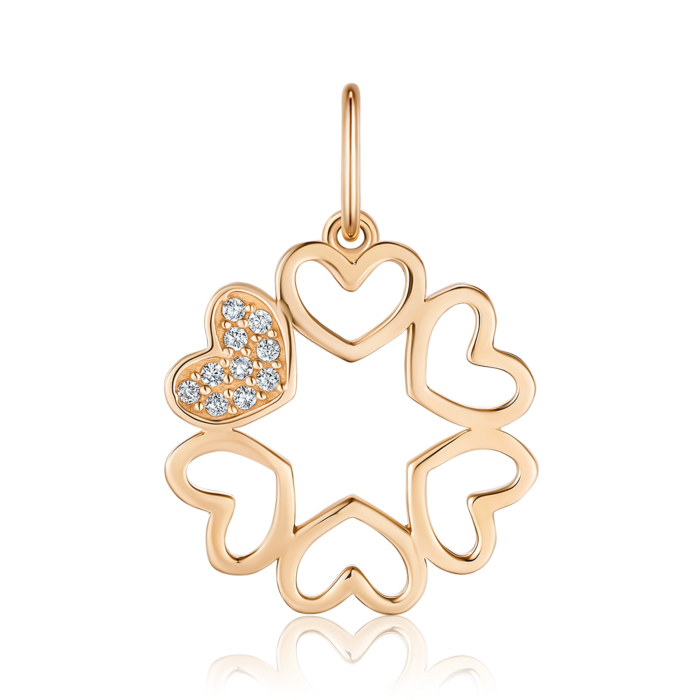 Золота підвіска з фіанітами. Артикул F-1096-P/01/1