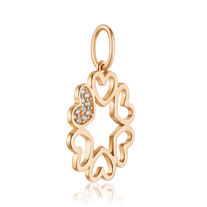 Золота підвіска з фіанітами. Артикул F-1096-P/01/1