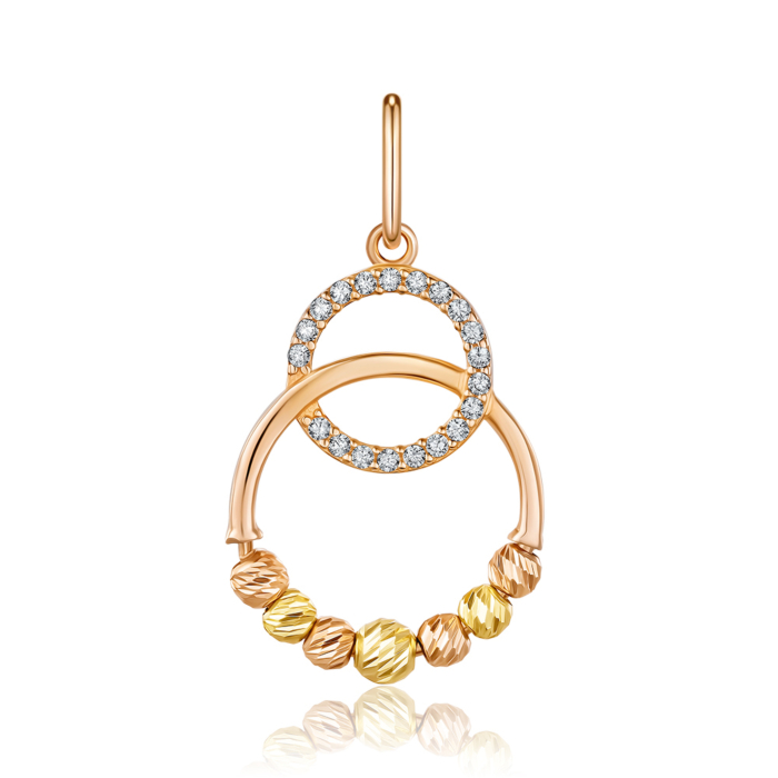 Золота підвіска з фіанітами. Артикул F-1102-P/83/1