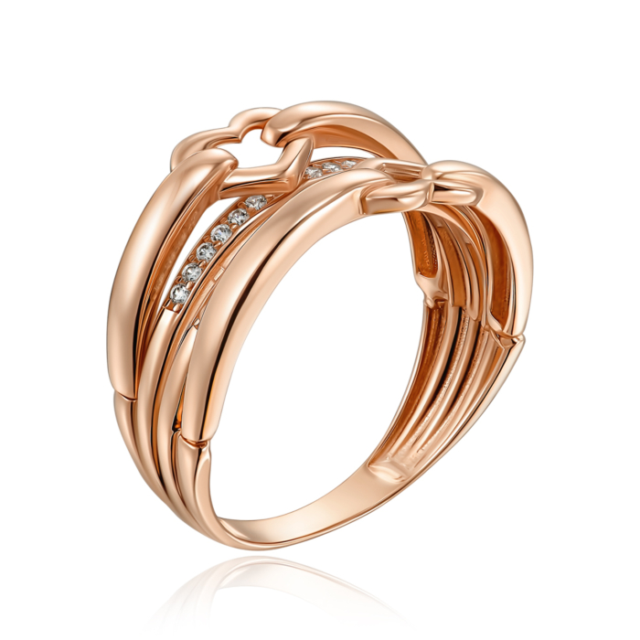 Золотое кольцо с фианитами. Артикул F-1111-R/01/1