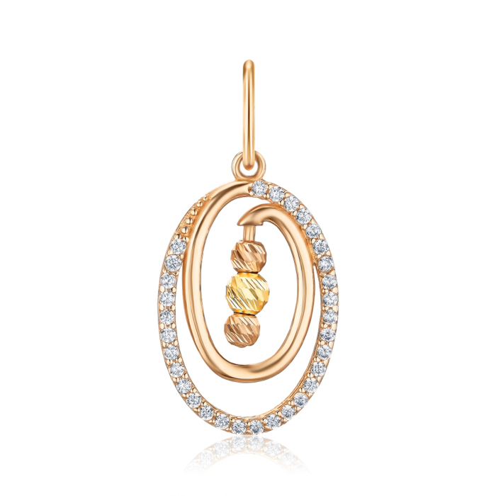 Золота підвіска з фіанітами F-1118-P/83/1