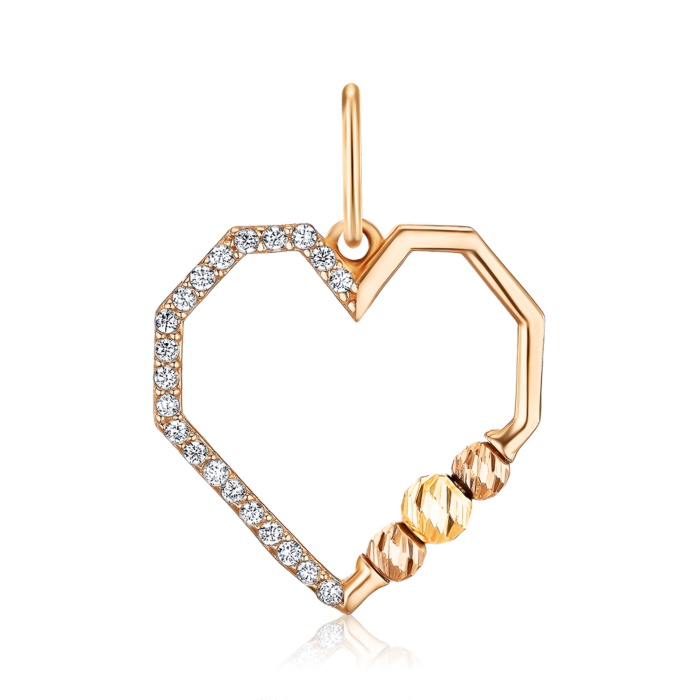 Золота підвіска з фіанітами. Артикул F-1120-P/83/1