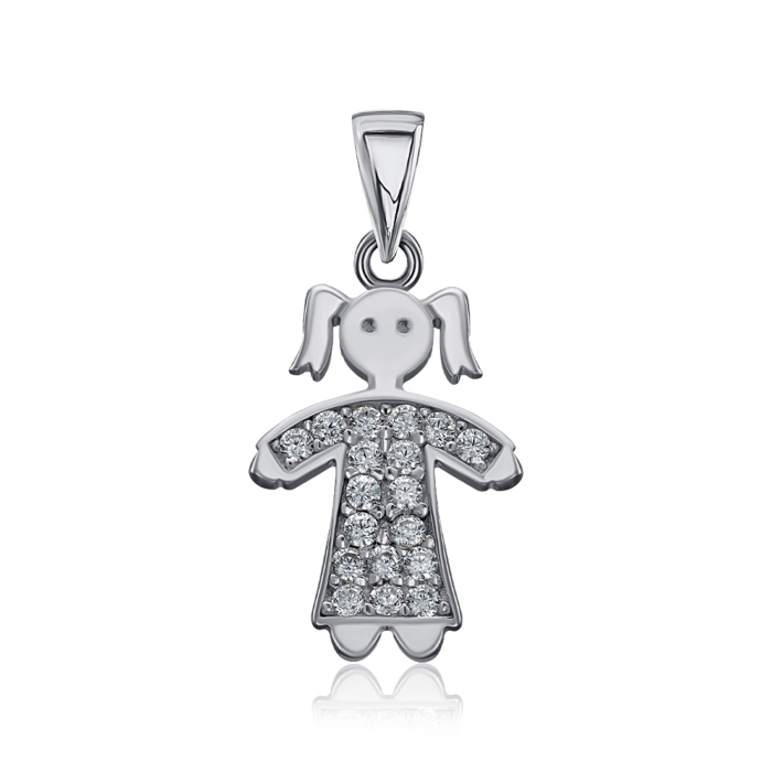 Срібна підвіска з фіанітами. Артикул F-113-P/12/1