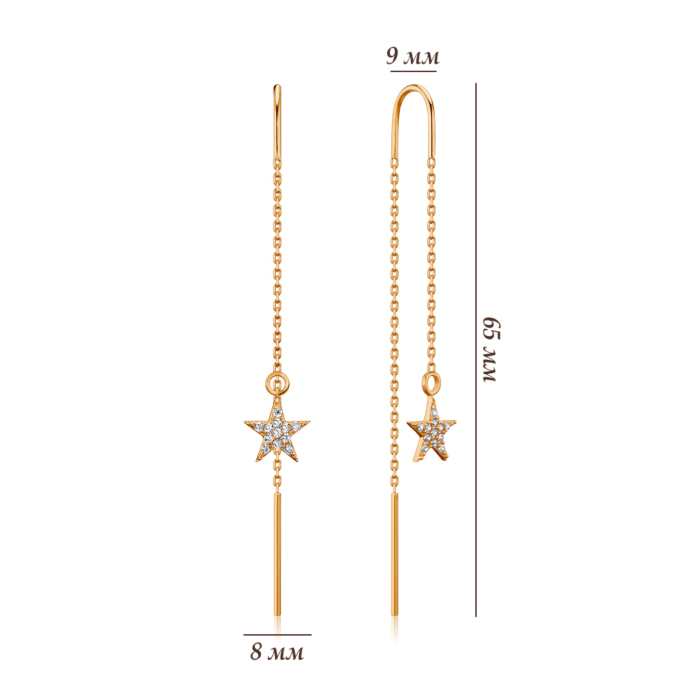 Золоті сережки з фіанітами F-1147-E/01/1