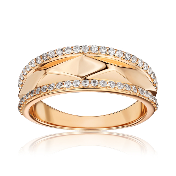 Золота каблучка з фіанітами F-1171-R/01/1