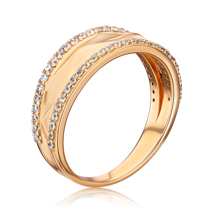Золота каблучка з фіанітами F-1171-R/01/1