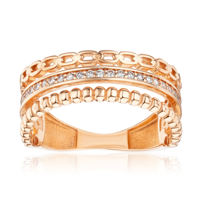 Золота каблучка з фіанітами F-1179-R/01/1