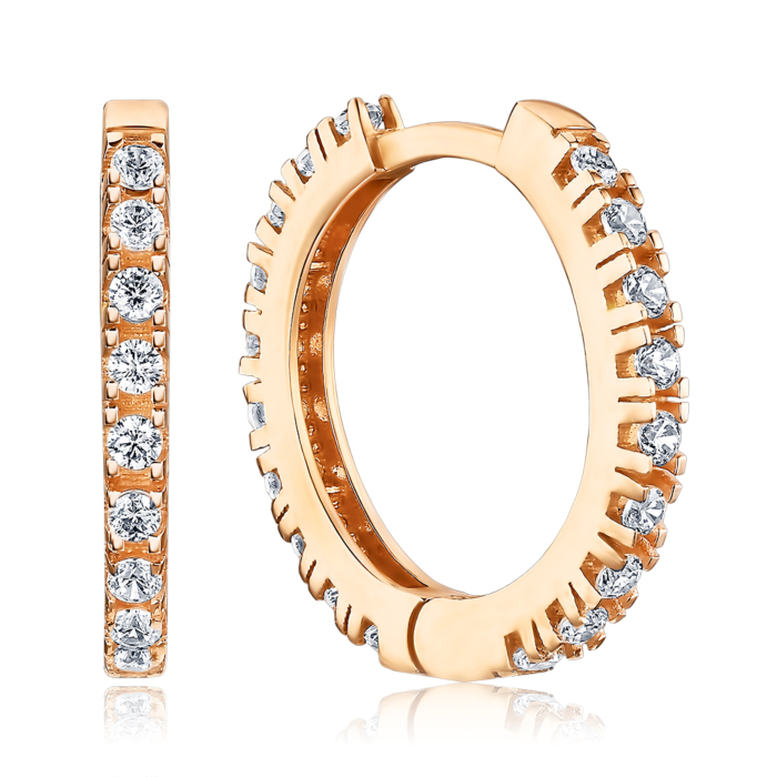 Золоті сережки-конго з фіанітами. Артикул F-1186-E/01/1