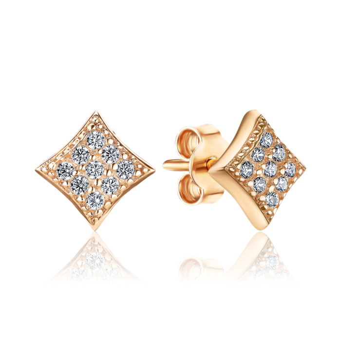 Золотые серьги с фианитами. Артикул F-1203-E/01/1