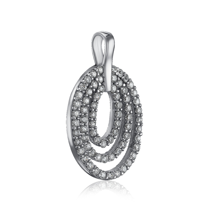Срібна підвіска з фіанітами. Артикул F-122-P/12/1