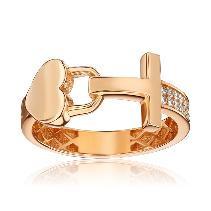 Золота каблучка з фіанітами F-1245-R/01/1
