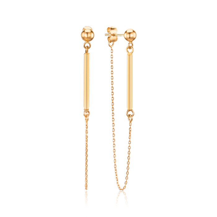 Золоті сережки-пусети з підвісною частиною без вставки F-1247-E/01