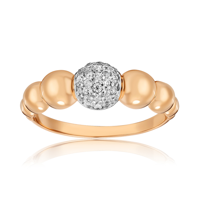 Золота каблучка з фіанітами F-1294-R/01/1