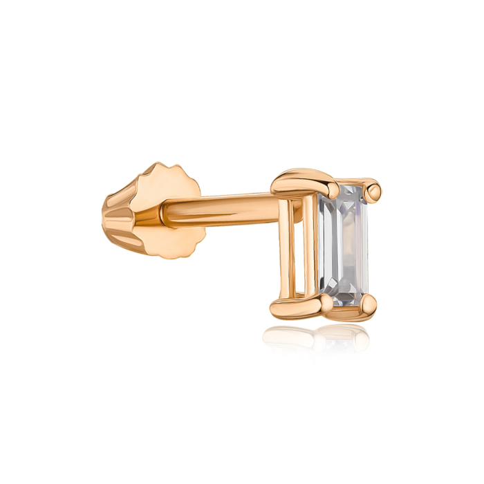 Золотая серьга-пирсинг с фианитом F-1332-PI/01/1