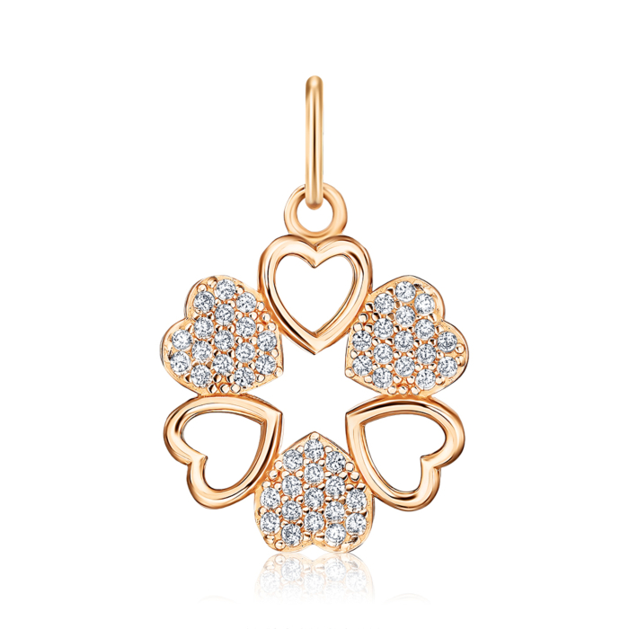 Золота підвіска з фіанітами. Артикул F-1346-P/01/1