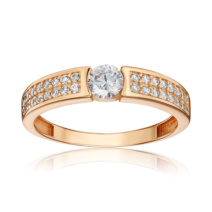 Золота каблучка з фіанітами F-1384-R/01/1
