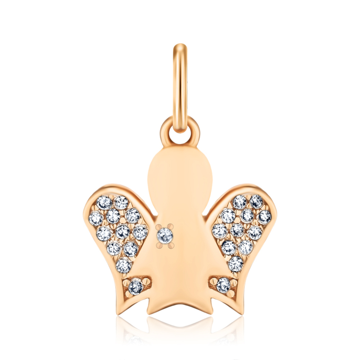 Золота підвіска "Янгол" з фіанітами F-1403-P/01/1