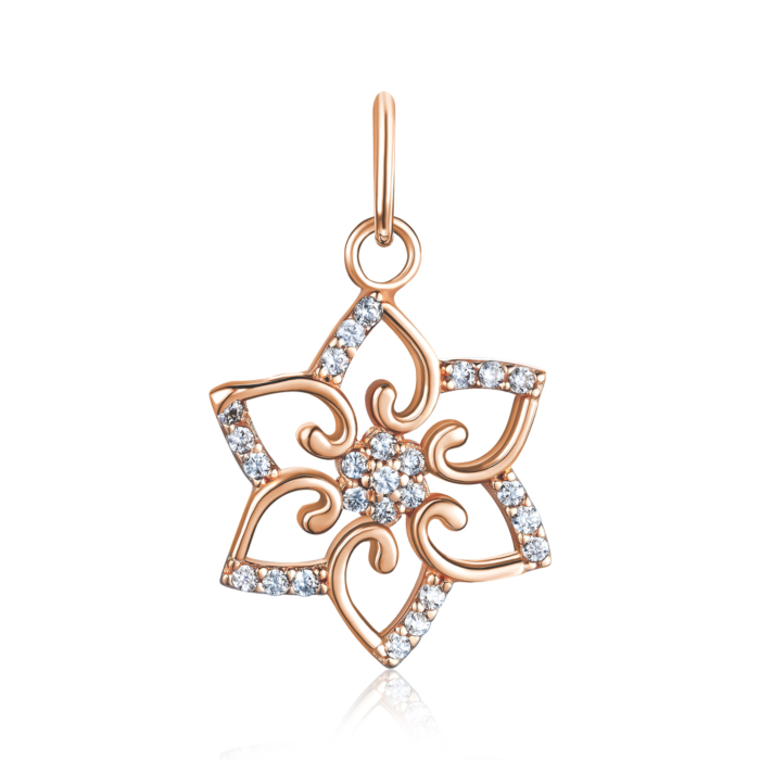 Золота підвіска з фіанітами. Артикул F-1409-P/01/1