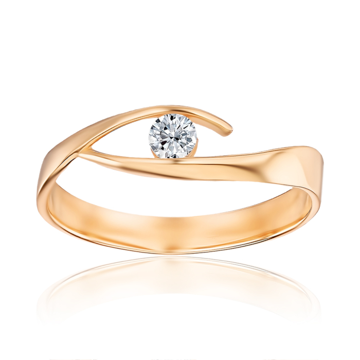 Золотое кольцо с фианитом F-1445-R/01/1