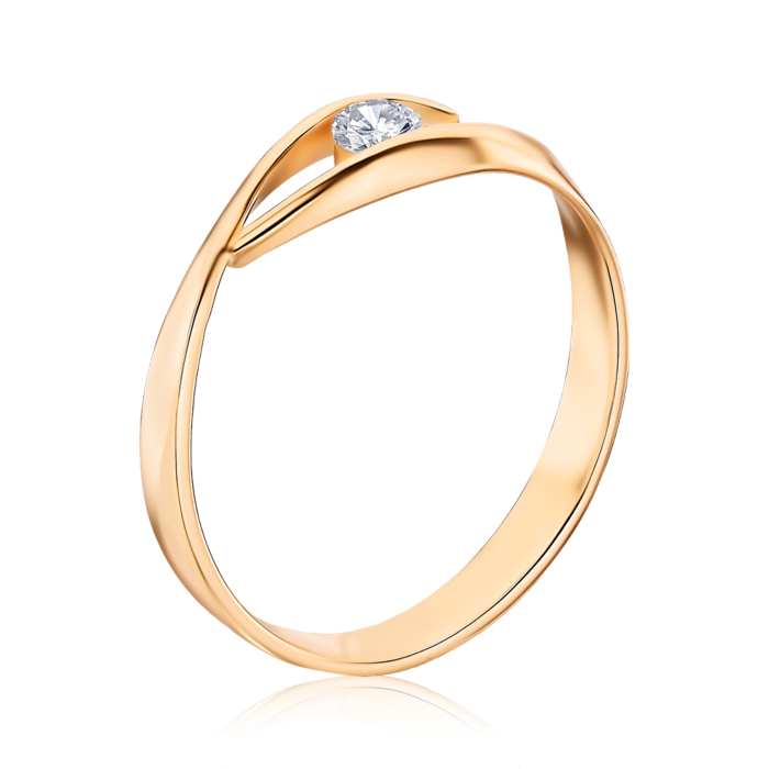 Золотое кольцо с фианитом F-1445-R/01/1
