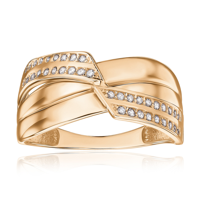 Золота каблучка з фіанітами F-1450-R/01/1