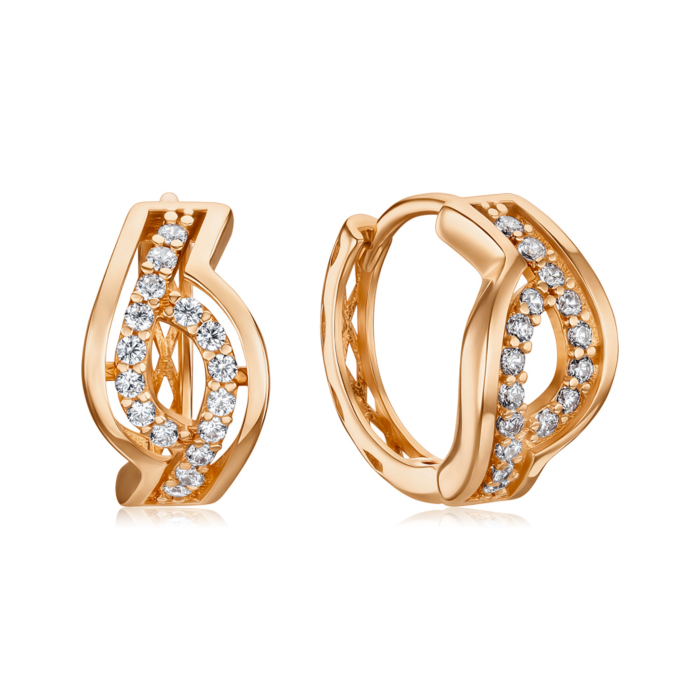 Золоті сережки з фіанітами F-1464-E/01/1