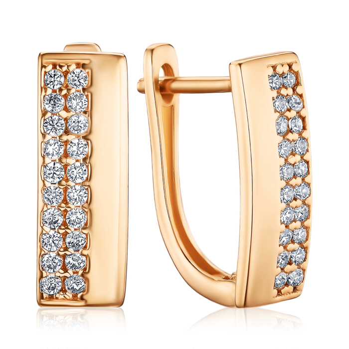 Золоті сережки з фіанітами F-1467-E/01/1