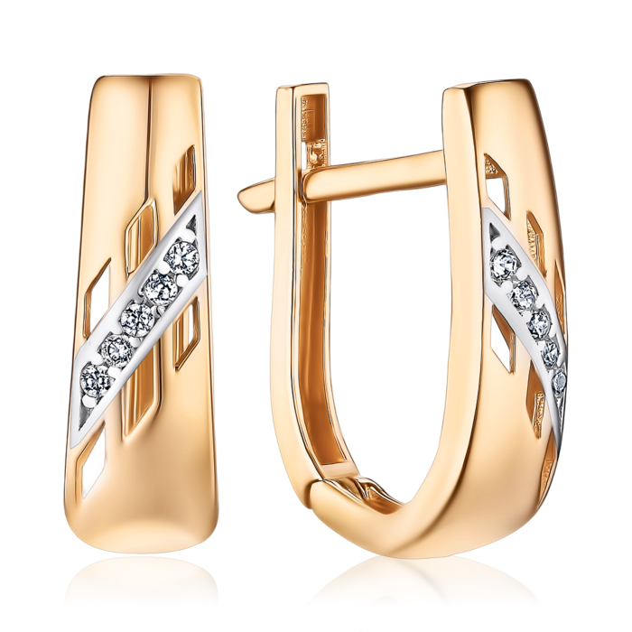 Золоті сережки з фіанітами F-1468-E/01/1