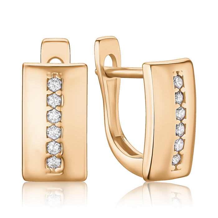 Золоті сережки з фіанітами. Артикул F-1475-E/01/1