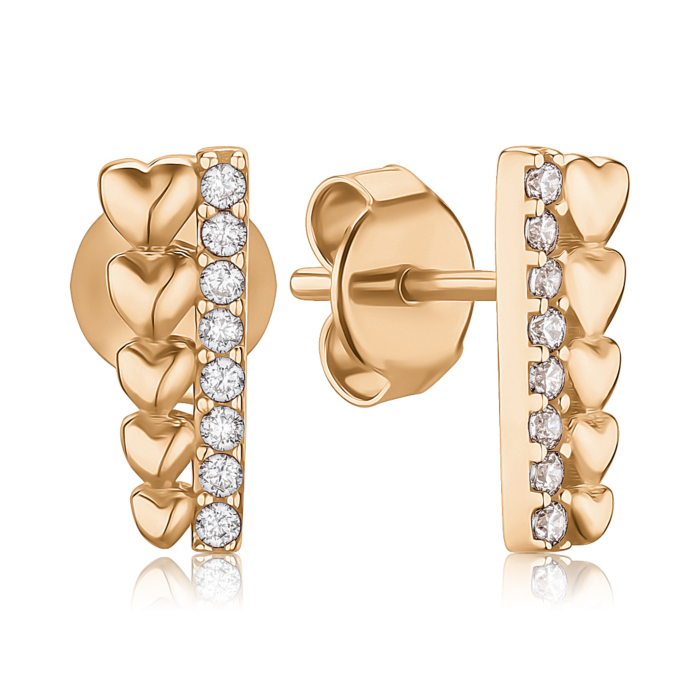Золотые серьги с фианитами. Артикул F-1477-E/01/1