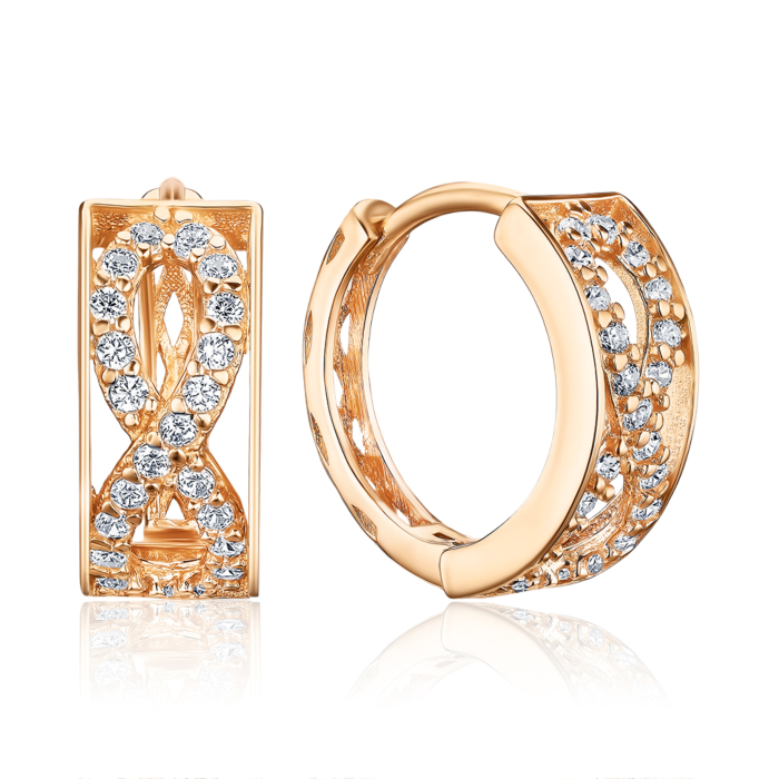 Золотые серьги-конго с фианитами F-1479-E/01/1
