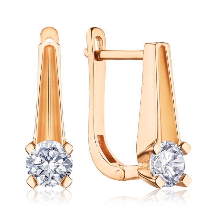 Золотые серьги с фианитом F-1492-E/01/1